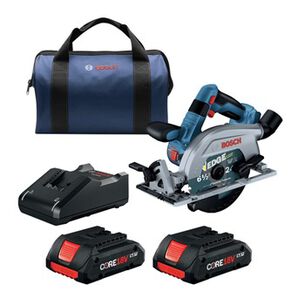 BKT 510903 | Bosch 18V Brushless Blade-Left Lithium-Ion 6-1/2 in. Cordless Circular Saw Kit with 2 Batteries (4 Ah)
