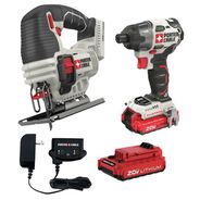 DRILLS | Porter-Cable 20V MAX Lithium-Ion Cordless Jigsaw and 20V MAX Brushless Lithium-Ion Cordless Impact Driver Kit with 2 Batteries (1.5 Ah) Bundle