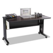 OFFICE FURNITURE AND LIGHTING | Safco 1933 53.5 in. x 28 in. x 30 in. Mobile Computer Desk with Reversible Top - Mahogany/Medium Oak/Black