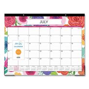 OFFICE PRESENTATION SUPPLIES | Blue Sky 22 in. x 17 in. 12-Month (Jul 2025-Jun 2026) Mahalo Academic Desk Pad - Black Binding/Clear Corners