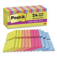 STICKY NOTES AND POST ITS | Post-it Notes Super Sticky 3 in. x 3 in. Note Pads - Summer Joy Collection Colors (24/Pack)