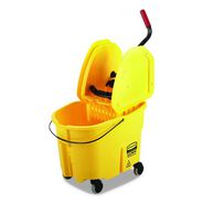 MOP BUCKETS | Rubbermaid Commercial FG757788YEL 35 qt. WaveBrake 2.0 Down-Press Plastic Bucket/Wringer Combos - Yellow