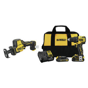 COMBO KITS | Dewalt ATOMIC 20V MAX 1/2 in. Cordless Drill Driver Kit and One-Handed Cordless Reciprocating Saw