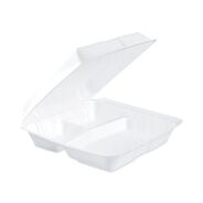 PRODUCTS | Dart 95HT3 9.3 in. x 9.5 in. x 3 in. 3 Compartments Insulated Foam Hinged Lid Containers - White (2/Carton)