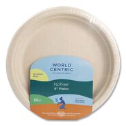 BOWLS AND PLATES | World Centric 9 in. Diameter Fiber Plates - Natural (20/Pack)
