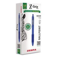 PENS PENCILS AND MARKERS | Zebra Z-Grip Medium 1 mm Recycled Retractable Ballpoint Pen - Blue Ink/Blue Barrel (1-Dozen)
