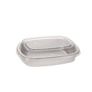 PRODUCTS | Pactiv Corp. 9.8 in. x 7.8 in. x 1.3 in. 46 oz. Classic Carry-Out Aluminum Container with PET Dome Lid - Silver/Clear (50/Carton)