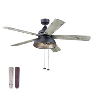 CEILING FANS | Prominence Home 52 in. Brightondale Industrial Style Indoor Outdoor LED Ceiling Fan with Light - Matte Black