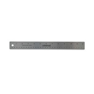  | Universal UNV59023 12 in. Long Standard/Metric Stainless Steel Ruler with Cork Back and Hanging Hole