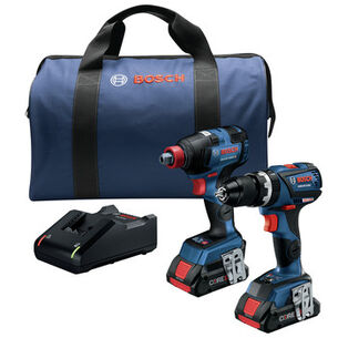 COMBO KITS | Factory Reconditioned Bosch 18V Lithium-Ion Brushless Freak 1/4 in. and 1/2 in. 2-in-1 Bit/Socket Impact Driver / 1/2 in. Hammer Drill Driver Combo Kit (4 Ah)