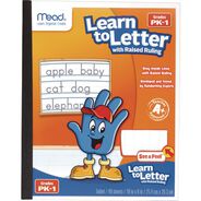 PRODUCTS | Mead 10 x 8 Sheets (40) Learn to Letter Primary Journal with Raised Ruling - Orange/White/Blue Cover