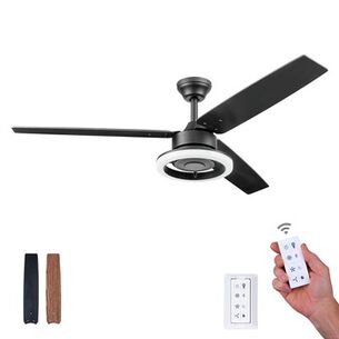 CEILING FANS | Prominence Home 52 in. Remote Control Orbis LED Ceiling Fan with Contemporary Ring Lighting - Matte Black