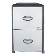 PRODUCTS | Storex 19 in. x 15 in. x 23 in. 2-Letter File Drawer Mobile Filing Cabinet with Metal Siding - Silver/Black