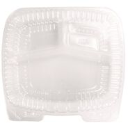 FOOD SERVICE | Handi-Foil HFA 6093S-250 8 in. x 3 in. x 8.87 in. Handi-Lock Plastic 3-Compartment Food Container - Clear (250/Carton)
