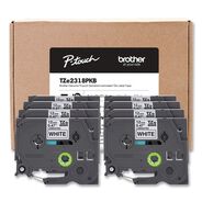 TAPES | Brother P-Touch 0.5 in. TZe Series Standard Adhesive Laminated Labeling Tape - Black on White (8/Pack)