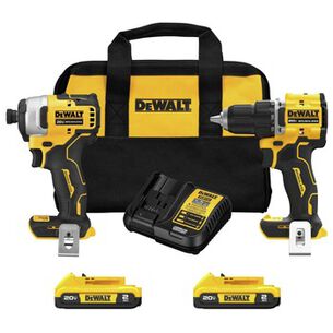 COMBO KITS | Dewalt DCK225D2 20V MAX ATOMIC Brushless Compact Lithium-Ion 1/2 in. Cordless Drill Driver and 1/4 in. Impact Driver Combo Kit with 2 Batteries (2 Ah)