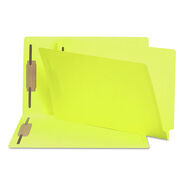 FILING AND FOLDERS | Smead 0.75 in. Expansion 2 Fasteners Legal Size Heavyweight Colored End Tab Fastener Folders - Yellow Exterior (50/Box)