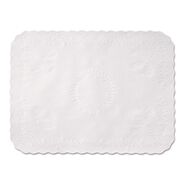 LINEN AND TABLE ACCESSORIES | Hoffmaster 14 in. x 19 in. Anniversary Embossed Scalloped Edge Tray Mat - White (1000/Carton)