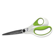 BULK SAVINGS PRICING 1 | Westcott 8 in. Long 3.25 in. Cut Length CarboTitanium Bonded Scissors - Straight White/Green Handle