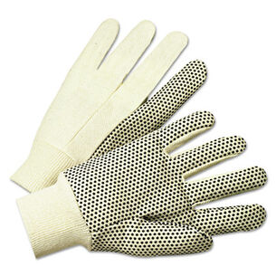  | Anchor 12-Pairs PVC-Dotted Canvas Gloves - One Size Fits All, White