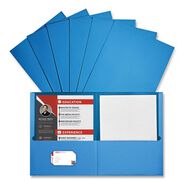 FILING AND FOLDERS | Universal 11 in. x 8.5 in. Embossed Leather Grain Paper 2-Pocket Portfolio - Light Blue (25/Box)