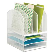 DESK ACCESSORIES AND OFFICE ORGANIZERS | Safco 11.5 in. x 9.5 in. x 13 in. Letter Size Files Onyx Mesh Desk Organizer with Five Vertical and Three Horizontal Sections - White