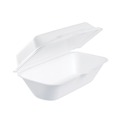 Food Trays, Containers, and Lids | Dart 99HT1R Foam Hinged Removable Hoagie 5.3 in. x 9.8 in. x 3.3 in. Lid Container - White (500/Carton) image number 1