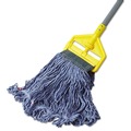 Mops | Rubbermaid Commercial FGC15206BL00 Cotton/Synthetic Swinger Loop Wet Mop Head - Medium,Blue (6/Carton) image number 2