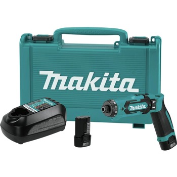 Factory Reconditioned Makita 7.2V Lithium‑Ion 1/4 in. Cordless Hex Driver‑Drill Kit with Auto‑Stop Clutch (1.5 Ah)