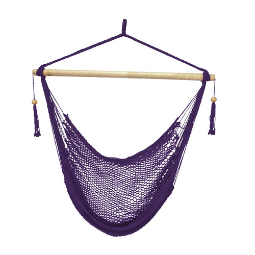 Outdoor Living | Bliss Hammock BHC-412PR 265 lbs. Capacity Tahiti Island Rope Hammock Chair with 40 in. Wood Spreader - Purple image number 0