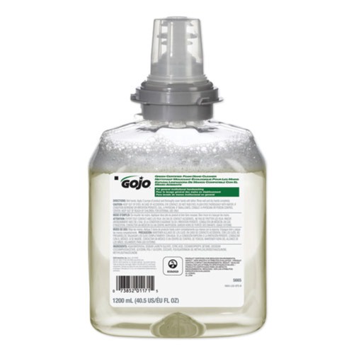 Hand Soaps | GOJO Industries 5665-02 Green Certified Unscented 1200 mL Foam Hand Cleaner Refill for TFX Dispenser image number 0