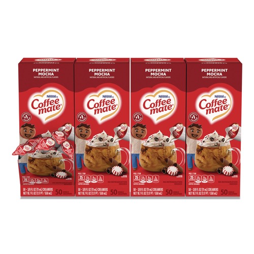 Food Service | Coffee-Mate 12072787 0.38 oz. Mini Cups Liquid Coffee Creamer - Peppermint Mocha (200/Carton) image number 0