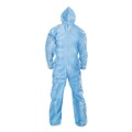 Bib Overalls | KleenGuard 45324 A65 Zipper Front Flame-Resistant Hooded Coveralls with Elastic Wrist and Ankles - X-Large/Blue (25/Carton) image number 2