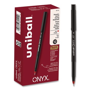 uni-ball 60144 ONYX Fine 0.7 mm Roller Ball Pen - Black/Red Barrel (1-Dozen)