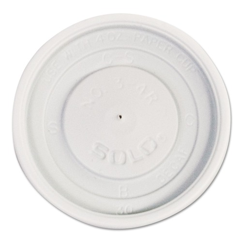 Cups and Lids | SOLO VL34R-0007 Polystyrene Vented Hot Cup Lids Fits 4 oz Cups - White (100/Pack, 10 Packs/Carton) image number 0