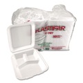 Food Service | Plastifar 12109 7.56 in. x 8.25 in. x 2.38 in. 3-Compartment Foam Hinged Lid Containers - White (200/Carton) image number 0
