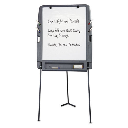 Office Jansan | Iceberg 30227 35 in. x 30 in. Ingenuity Portable Flipchart Easel with Dry Erase Surface - White Surface/Charcoal Gray Frame image number 0