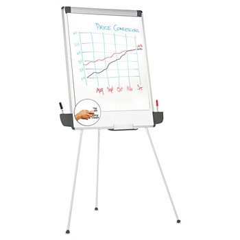 Universal UNV43031 29 in. x 41 in. Tripod-Style Dry Erase Easel - White/Silver