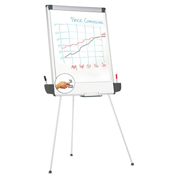 Universal 29 in. x 41 in. Tripod-Style Dry Erase Easel - White/Silver