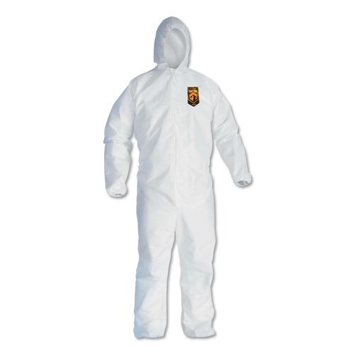 Bib Overalls | Ansell KCC 44326 A40 Elastic-Cuff Ankle Hooded Coveralls - Triple Extra Large, White (25/Carton) image number 0