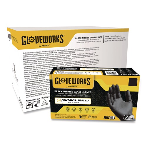 Disposable Gloves | Ammex GWBEN48100 6 mil Powder-Free Nitrile Exam Gloves - X-Large, Black (1000/Carton) image number 0