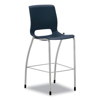 HON Motivate Four-Leg 30 in. Seat Height Supports Up to 300 lb Cafe Height Stool - Regatta Seat/Back, Platinum Base