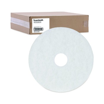 Boardwalk BWK4016WHI 16 in. Diameter Polishing Floor Pads - White (5/Carton)
