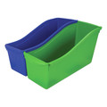 Office Jansan | Storex 70105U06C 4.75 in. x 12.63 in. x 7 in. Interlocking Book Bins with Clear Label Pouches - Assorted Colors (5/Pack) image number 1
