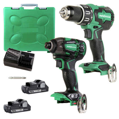 Hammer Drills | Factory Reconditioned Metabo HPT KC18DBFL2CMR MultiVolt 18V Brushless Lithium-Ion 1/2 in. Cordless Hammer Drill and 1/4 in. Triple Hammer Impact Driver Combo Kit with 2 Batteries (3 Ah) image number 0
