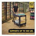 Utility Carts | Rubbermaid Commercial FG452088BLA 25.9 in. x 45.2 in. x 32.2 in. 500 lbs. Capacity 2 Lipped Shelves Heavy-Duty Plastic Utility Cart - Black image number 20