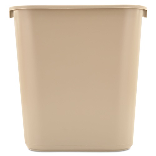 Just Launched | Rubbermaid Commercial FG295600BEIG 7 Gallon Plastic Rectangular Deskside Wastebasket - Beige image number 0