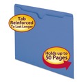 File Folders | Smead 75502 Straight Tab Letter Size Colored File Jackets with Reinforced Double-Ply Tab - Blue (100/Box) image number 3