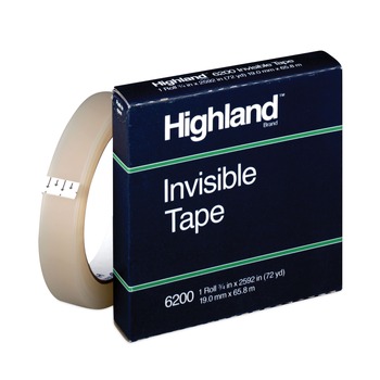 Highland 0.75 in. x 72 yds 3 in. Core Invisible Permanent Mending Tape - Clear (1-Roll)
