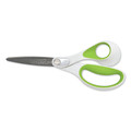 Office Jansan | Westcott 16447 8 in. Long 3.25 in. Cut Length CarboTitanium Bonded Scissors - Straight White/Green Handle image number 1